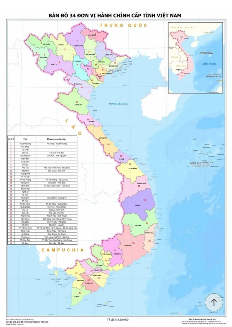 bản đồ 34 tỉnh thành việt nam